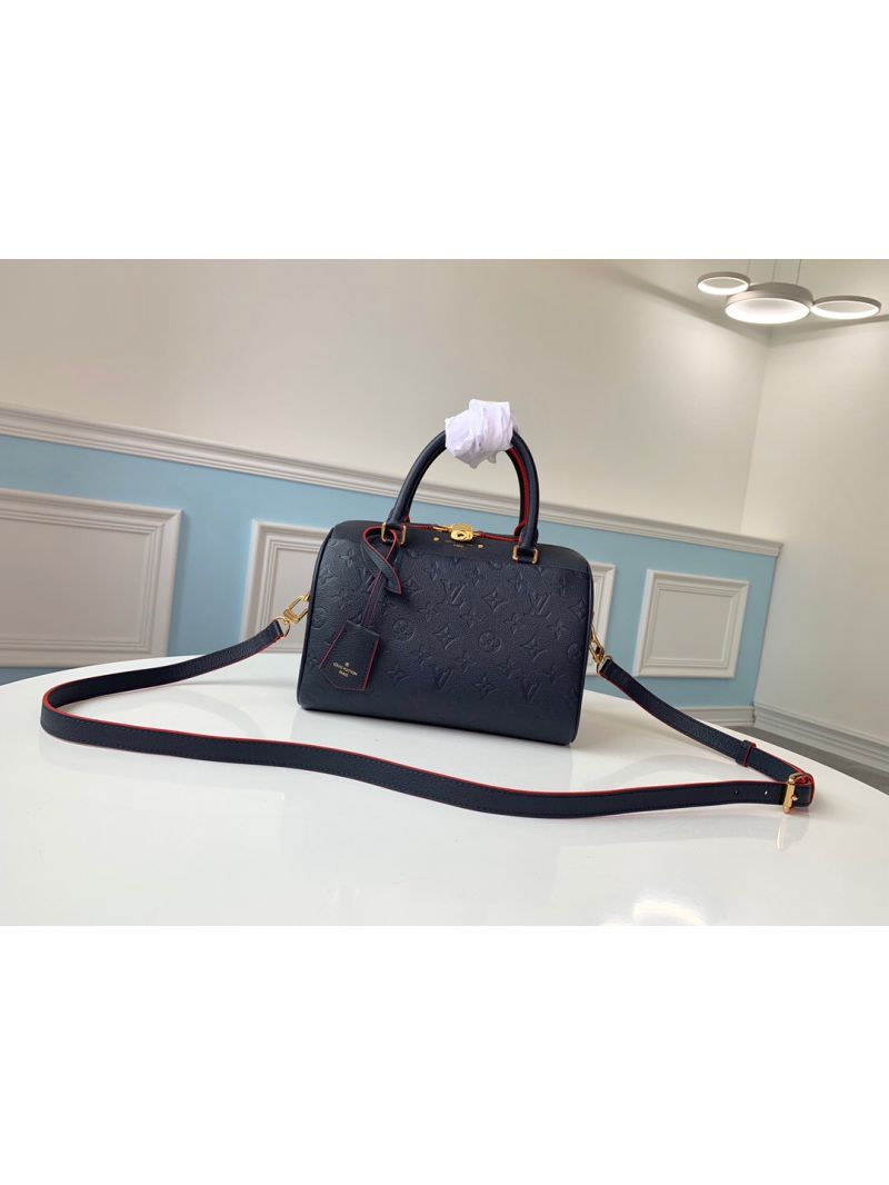 Louis Vuitton LV Speedy Bandoulière Monogram Empreinte Leather M42401 Marine Rouge
