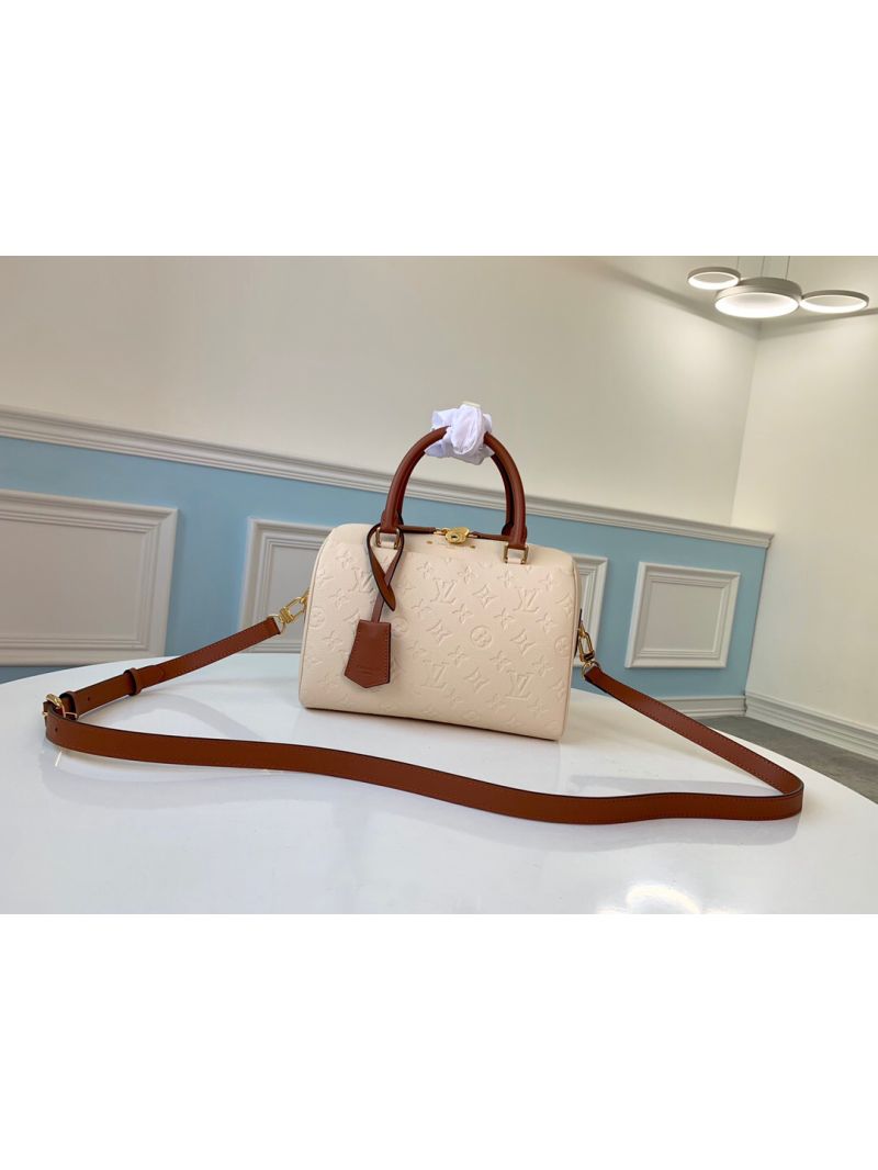 Louis Vuitton LV Speedy Bandoulière Monogram Empreinte Leather M42401 Creme Caramel