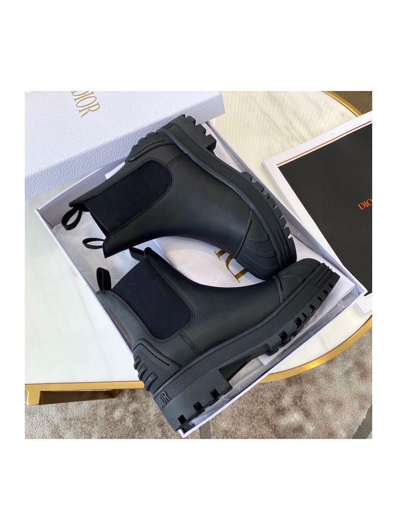Dior Iron Ankle Boot in Black Rubber and Calfskin KDI646
