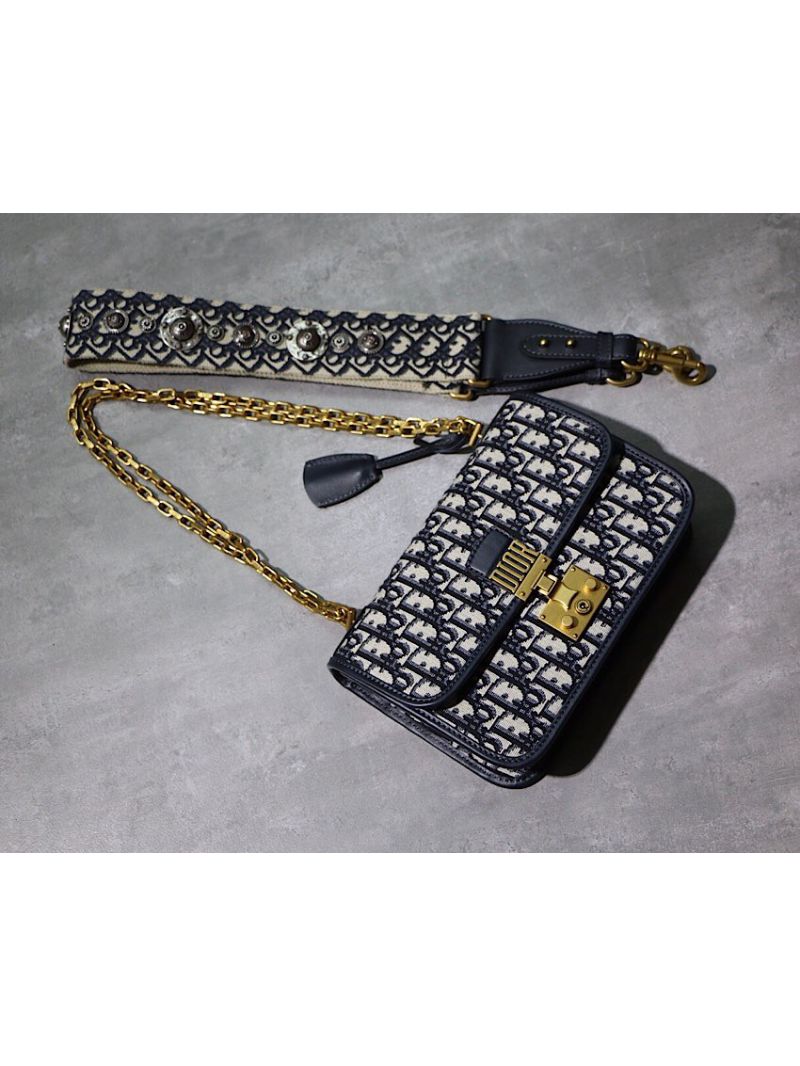 Dior Blue Oblique Canvas Dioraddict Flap Bag