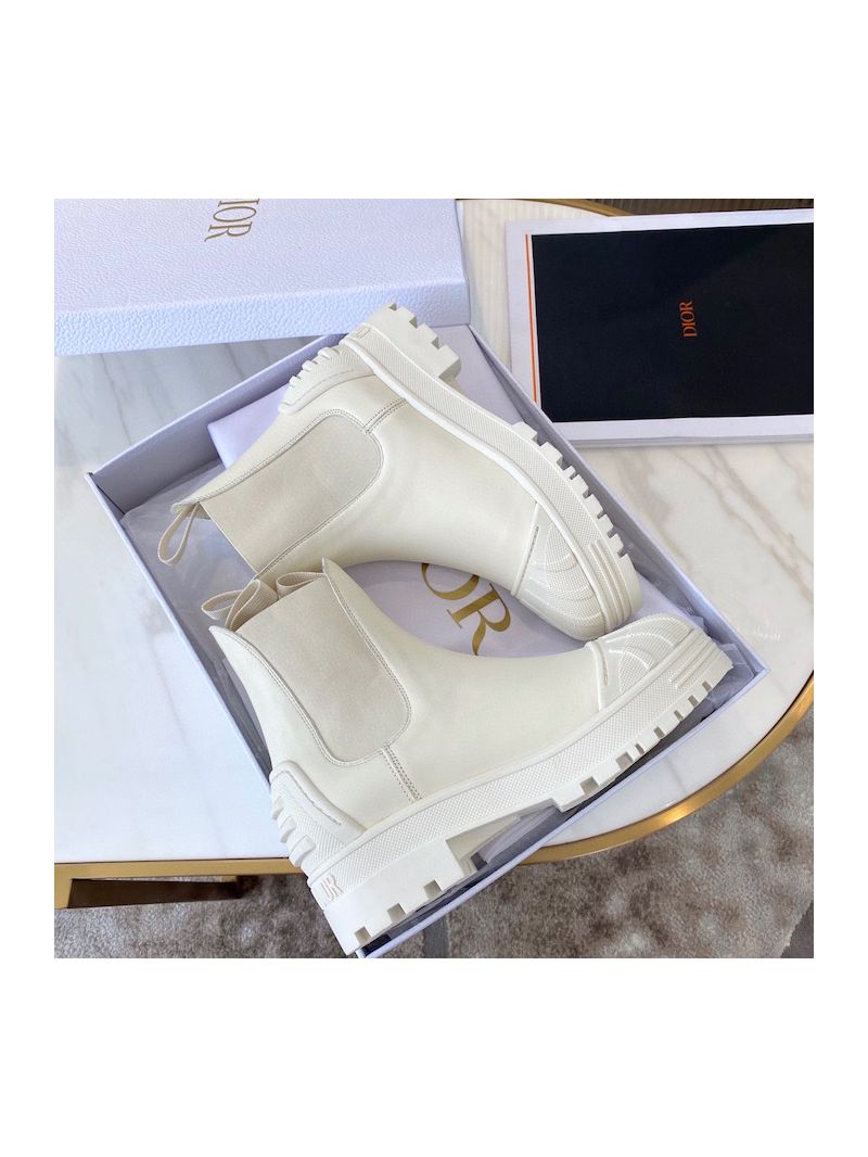 Dior Iron Ankle Boot in White Rubber and Calfskin KDI646
