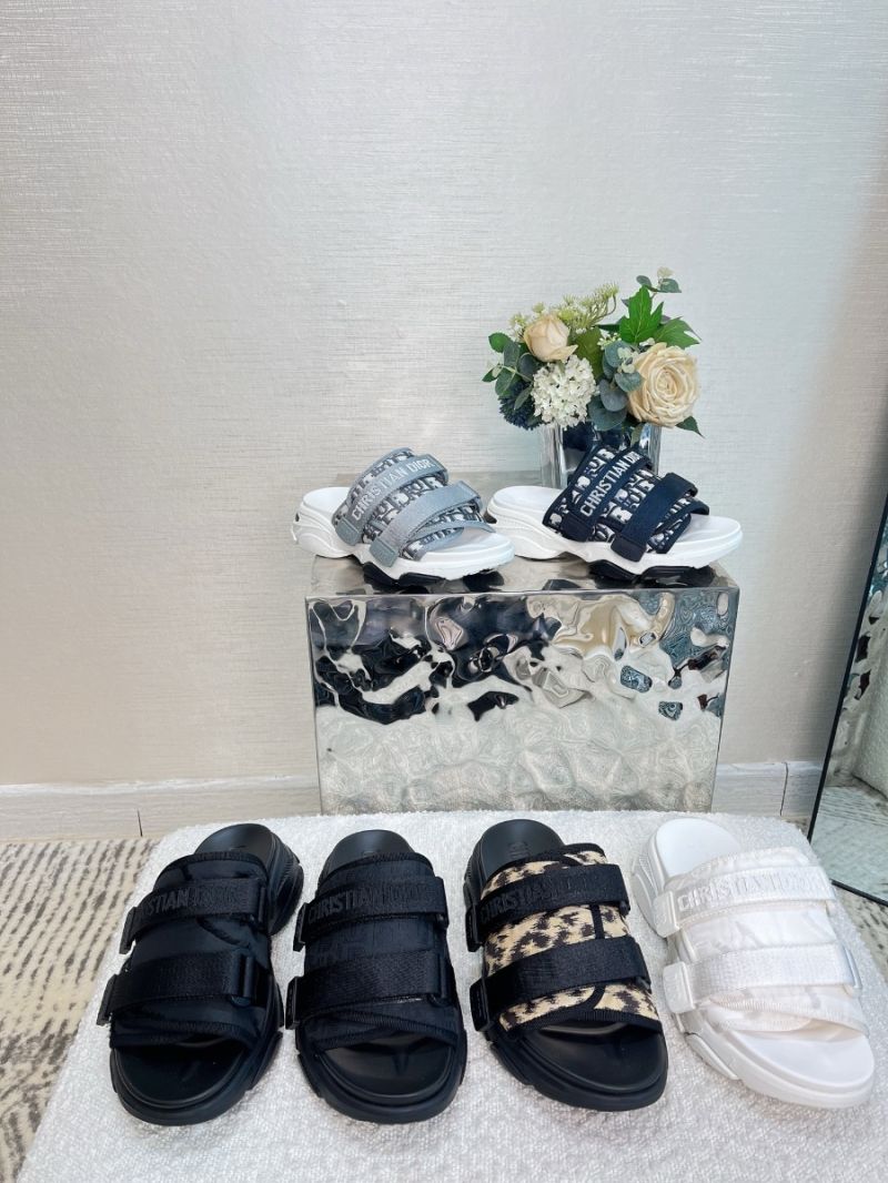 Dior D-Wander Mules Camouflage Technical Fabric Sandals Black