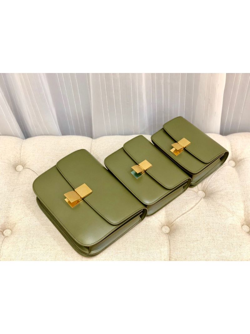 Celine Classic Box Bag in Smooth Calfskin Army Green
