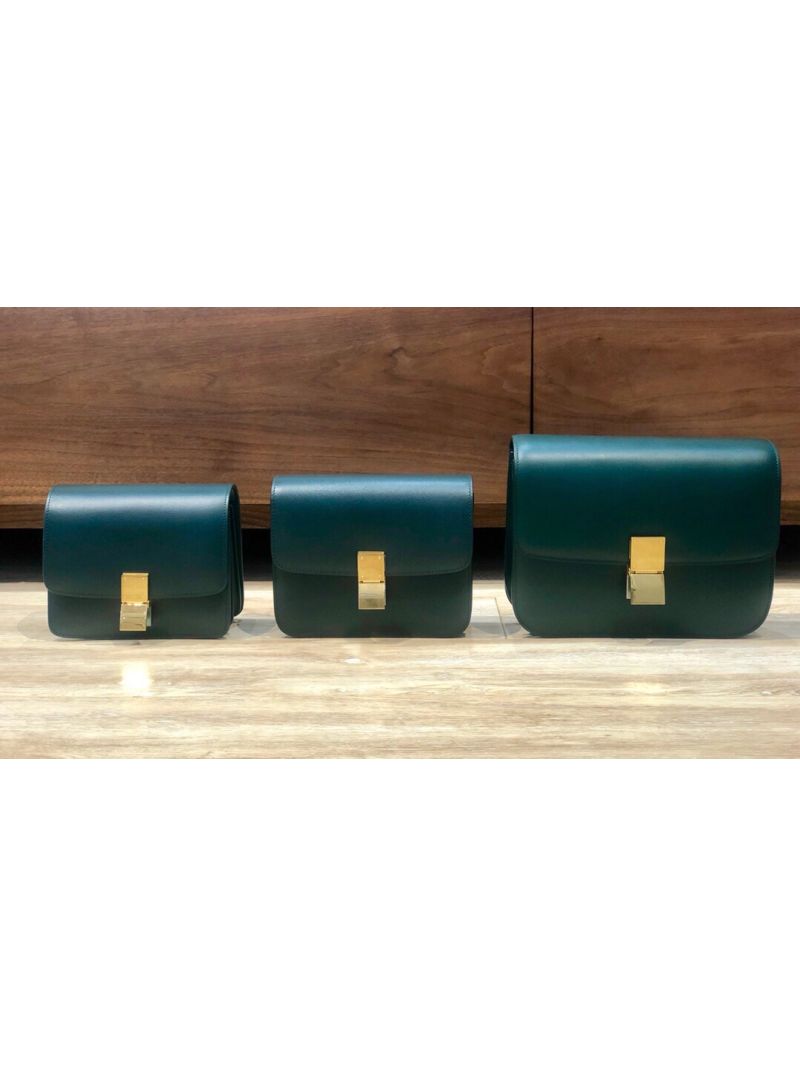 Celine Classic Box Bag in Smooth Calfskin Dark Green