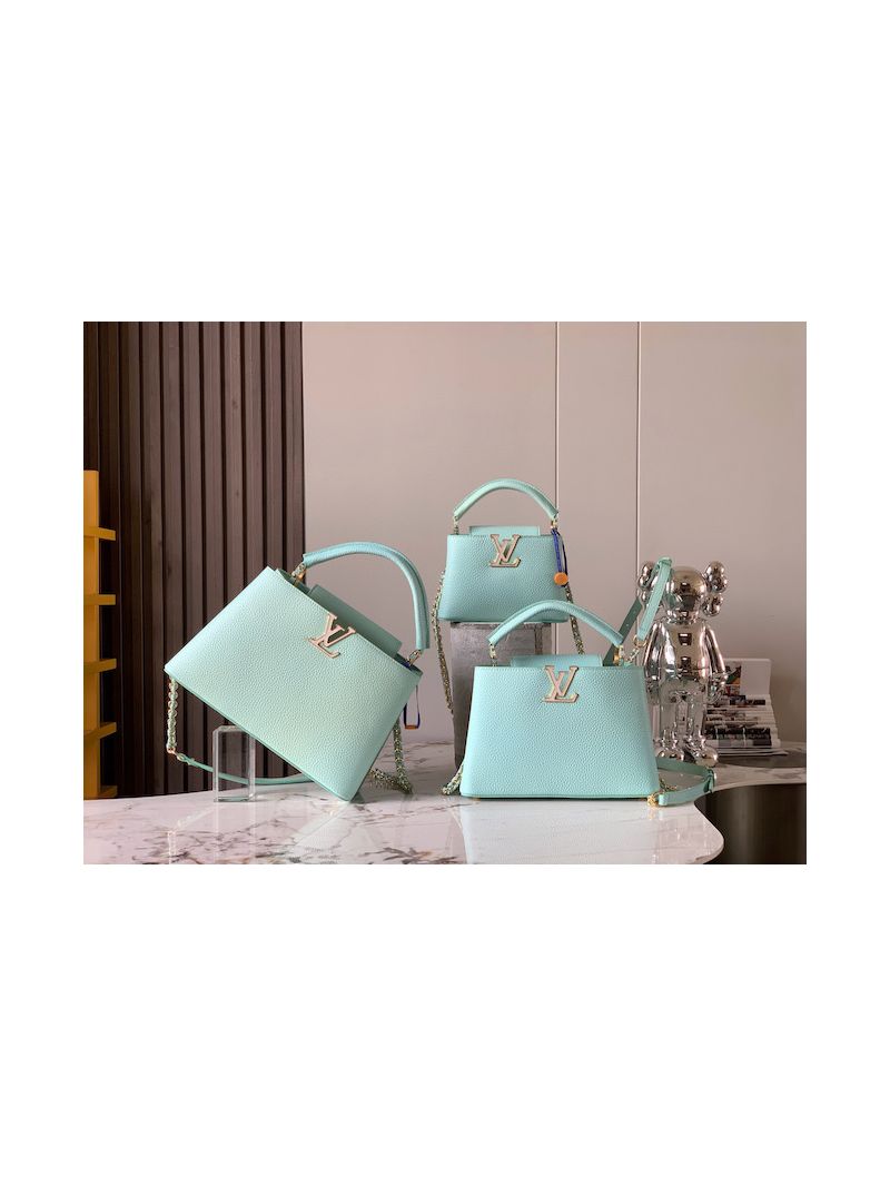 Louis Vuitton Capucines Mini BB MM M59928 M59868 with Shimmery Taurillon leather Vert Pomme