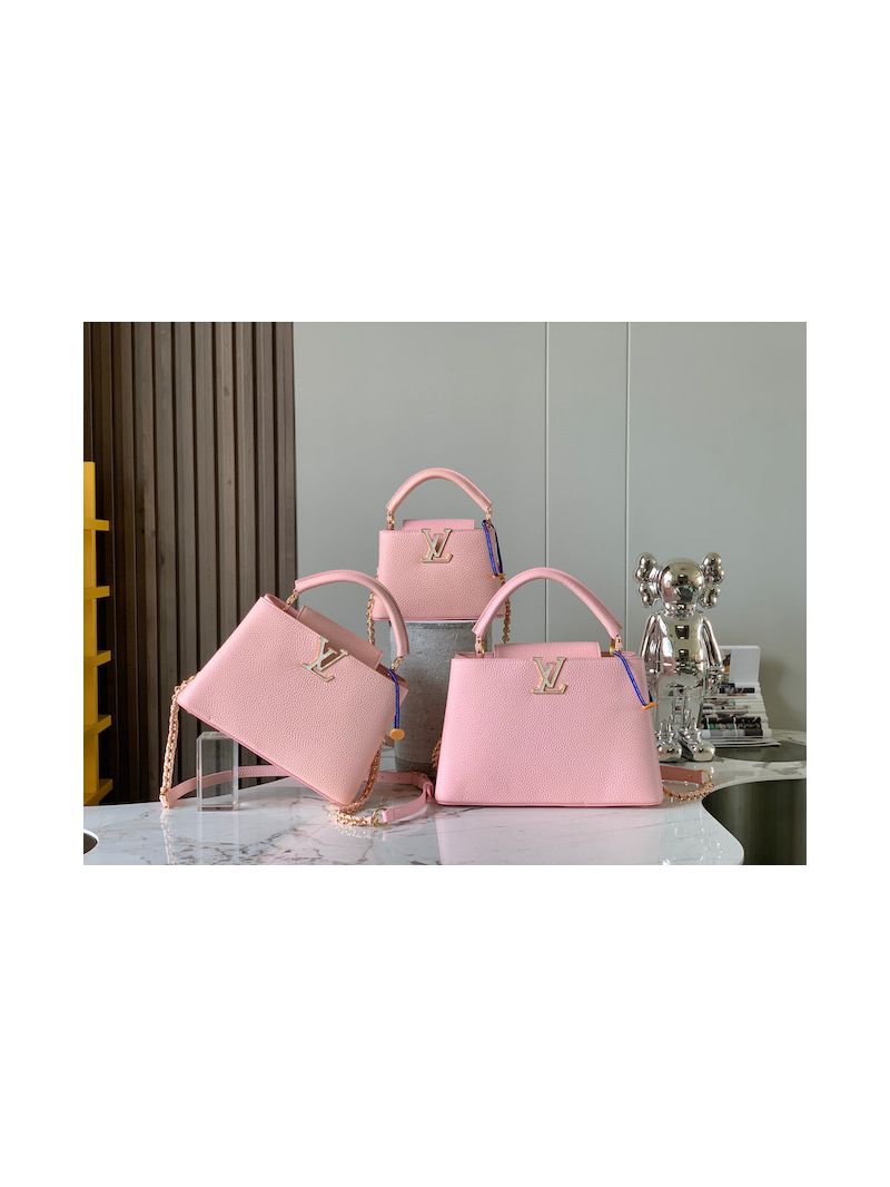 Louis Vuitton Capucines Mini BB MM M59928 M59868 with Shimmery Taurillon leather Pink