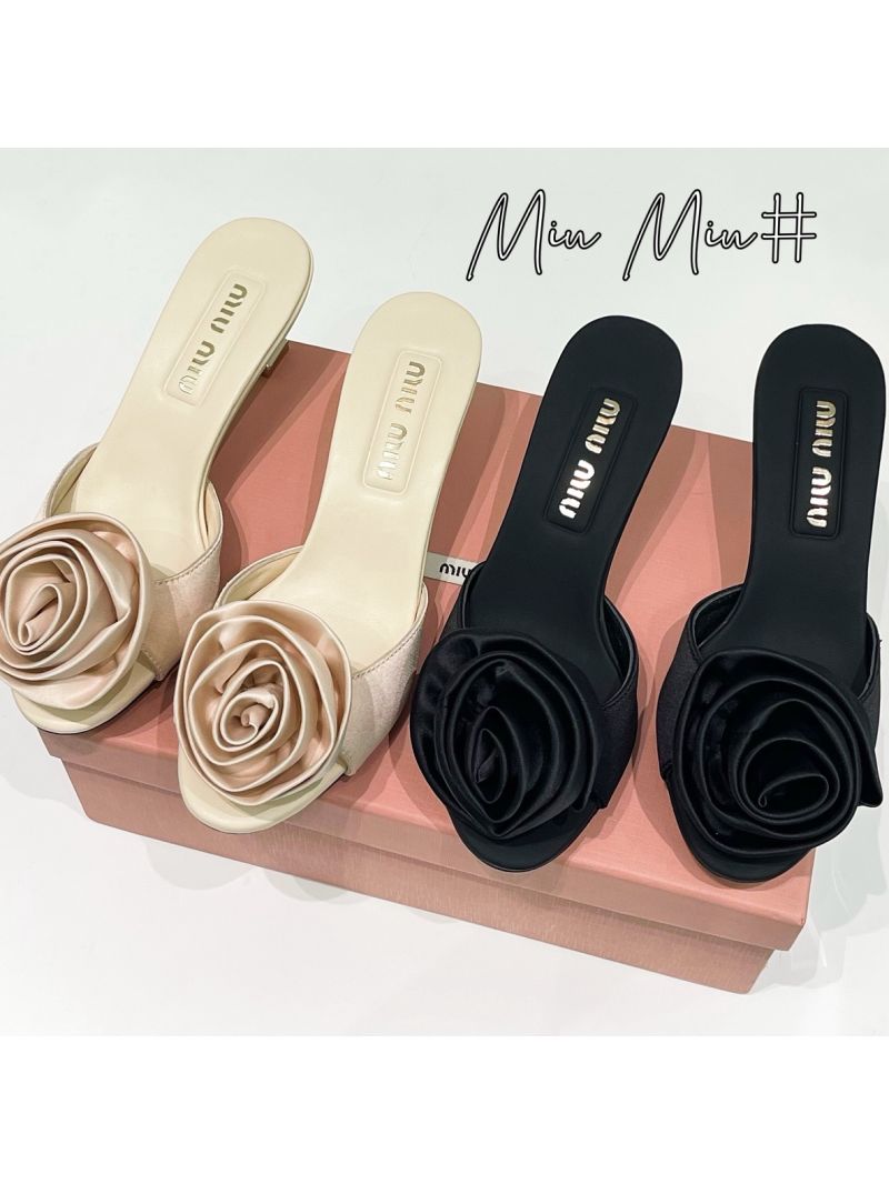 Miu Miu Floral Satin Slides 55mm 5I793D