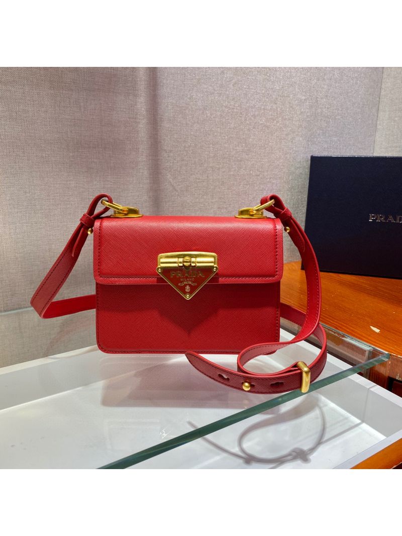 Prada Saffiano Leather Symbole Bag 1BD270 Red