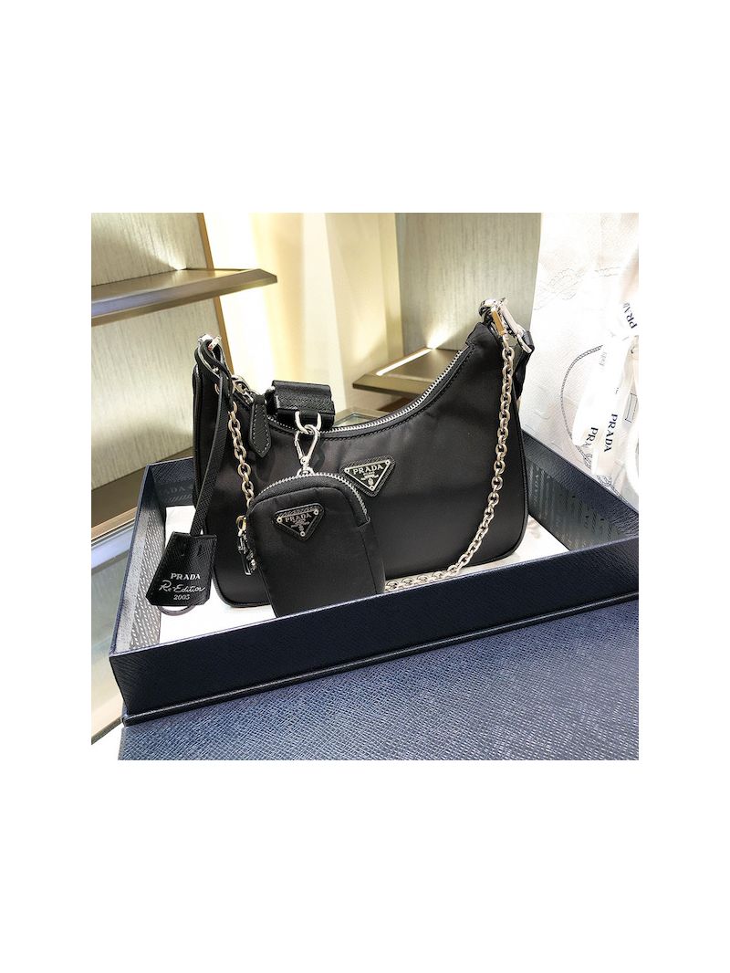 Prada Re-Edition Nylon Multi-Pochette Bag 1BH204 Black