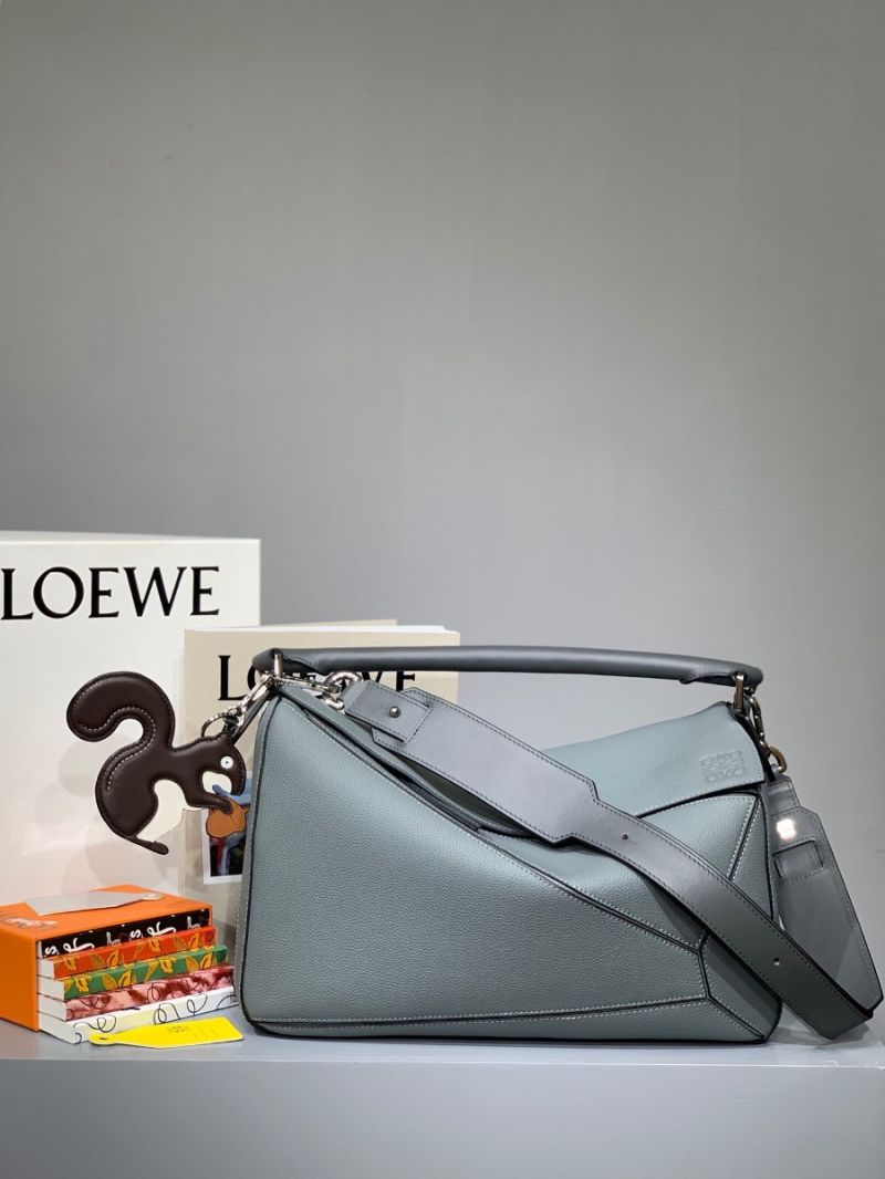 Loewe Puzzle Large Bag in Soft Grained Leather 66003 Ash Blue