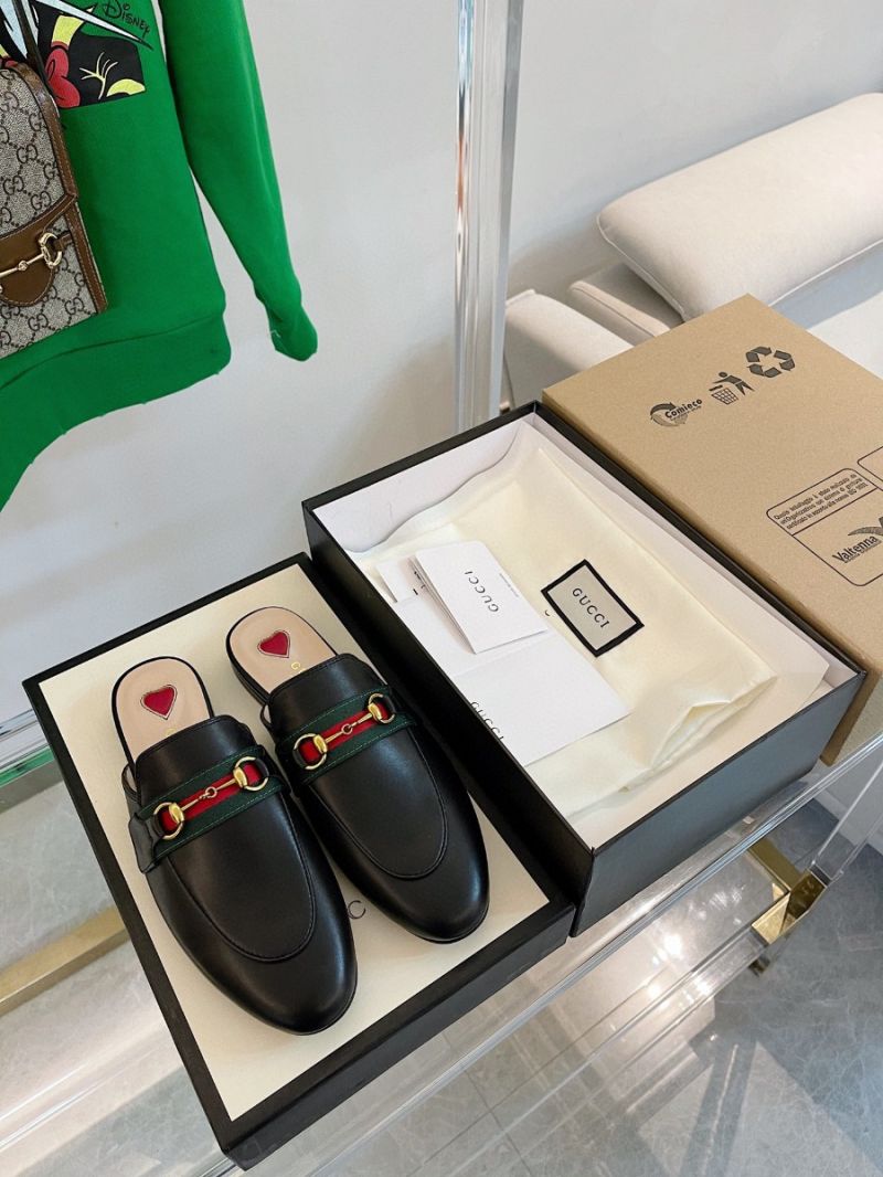 Gucci Princetown Leather Slipper Black with Web 629084
