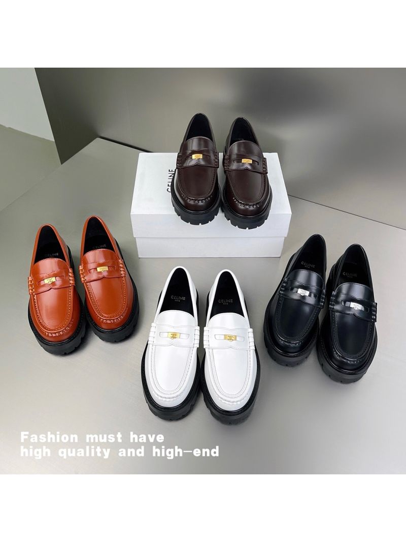 Celine Bulky Penny Loafer in polished bull 350103602C Black