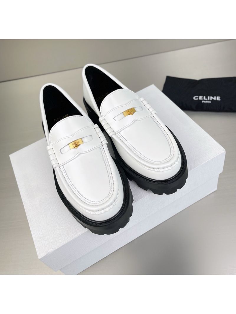 Celine Bulky Penny Loafer in polished bull 350103602C White