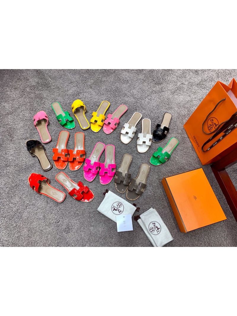 Hermes Oran Sandals 1cm 5cm in Patent Leather I