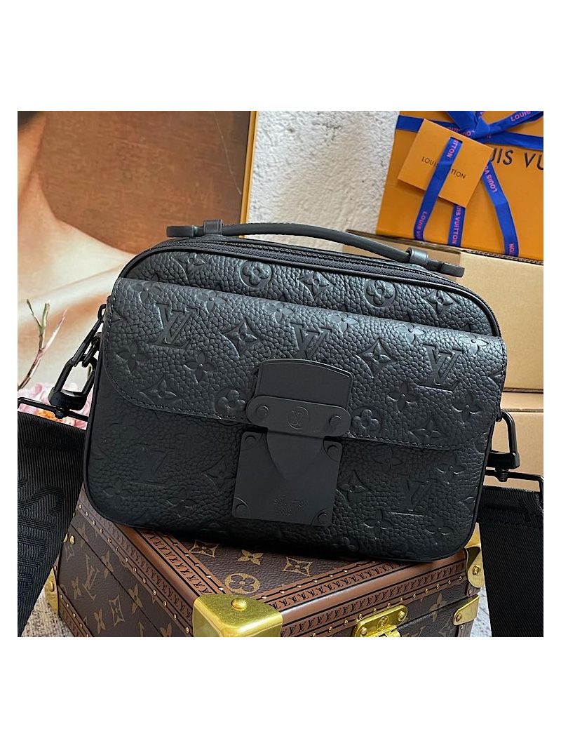 Louis Vuitton LV S Lock Messenger M58489 Black Monogram-embossed Taurillon