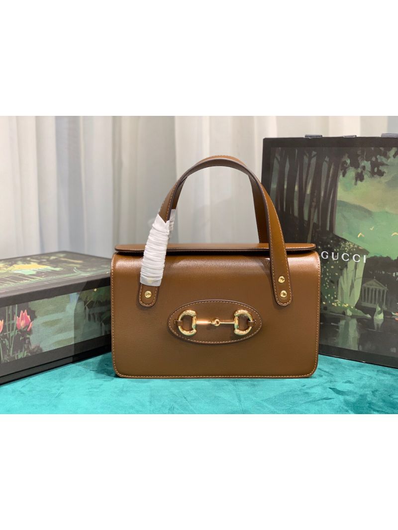 Gucci Horsebit 1955 Small Top Handle Bag 627323 Brown Leather