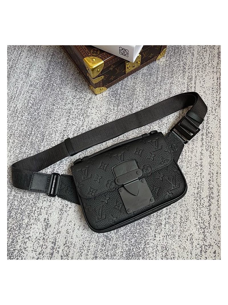 Louis Vuitton LV S Lock Sling Bag M58487 Black Monogram-embossed Taurillon 
