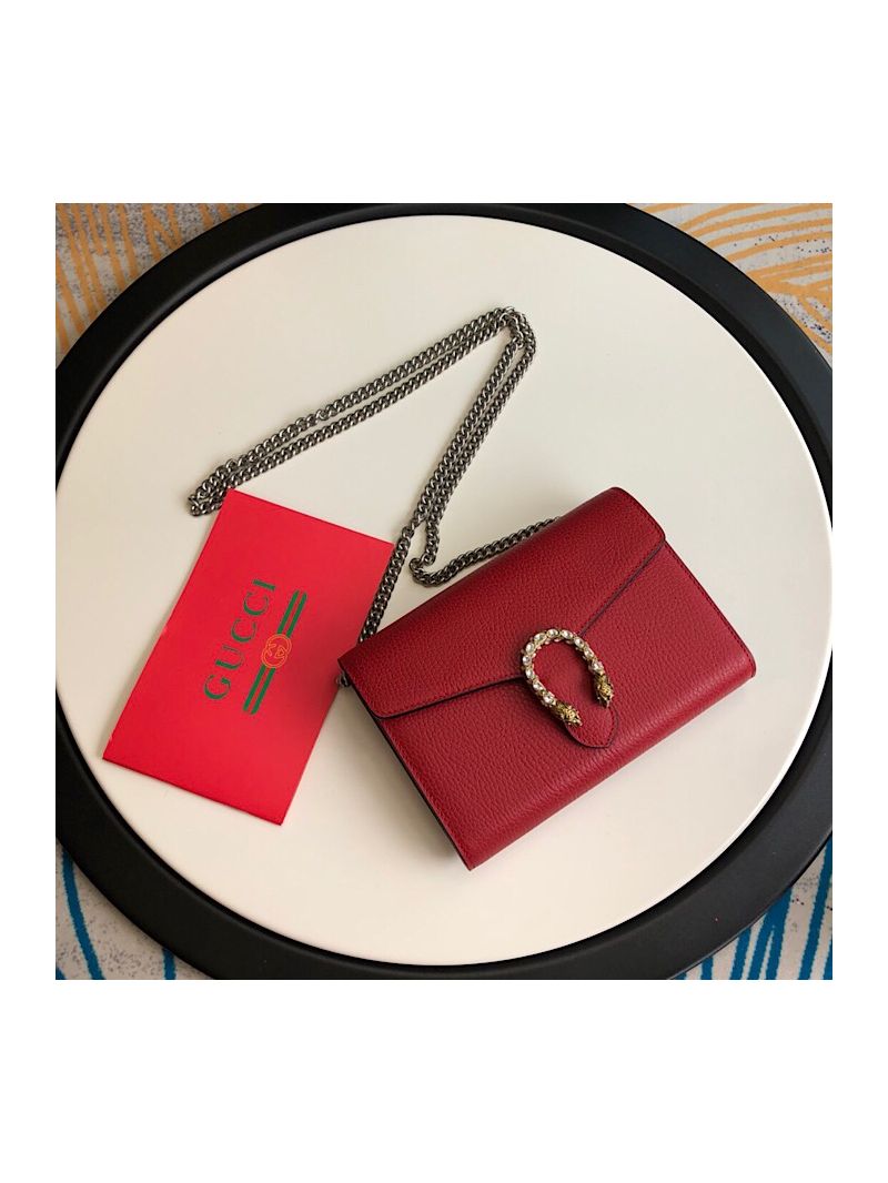 Gucci Dionysus leather mini chain bag 401231 Red