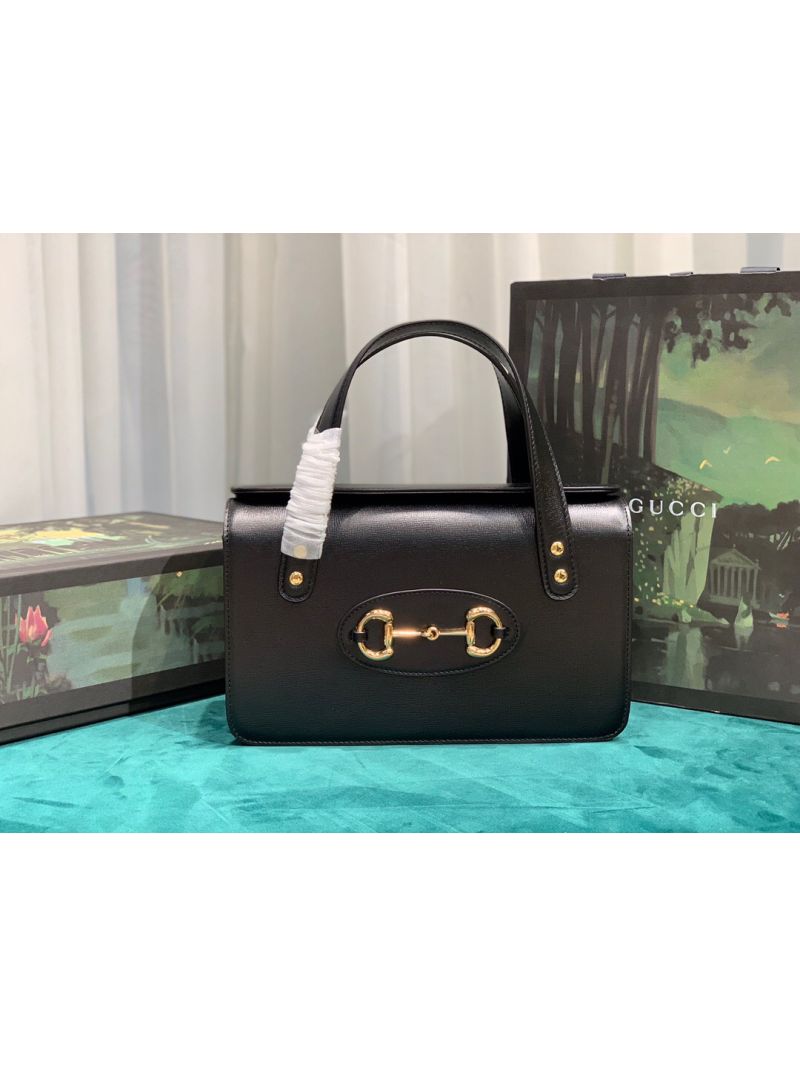 Gucci Horsebit 1955 Small Top Handle Bag 627323 Black Leather