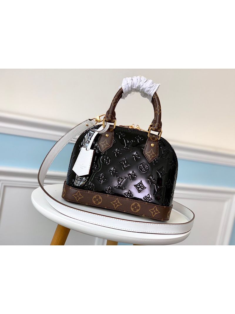 Louis Vuitton LV Alma BB Monogram Vernis Leather M44389 Noir Metallic