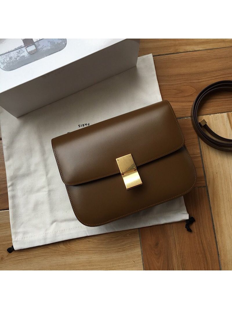 Celine Classic Box Bag in Smooth Calfskin Camel