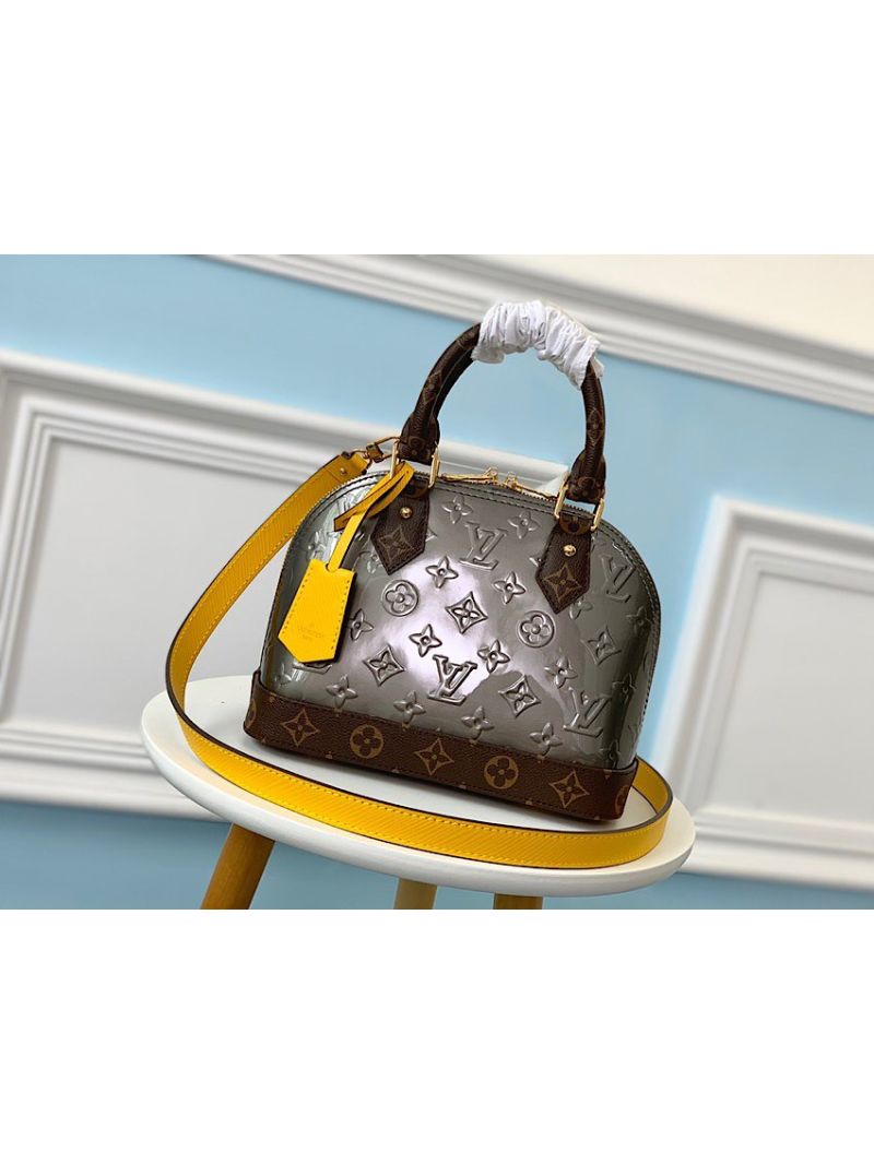 Louis Vuitton LV Alma BB Monogram Vernis Leather M44389 Grey Metallic