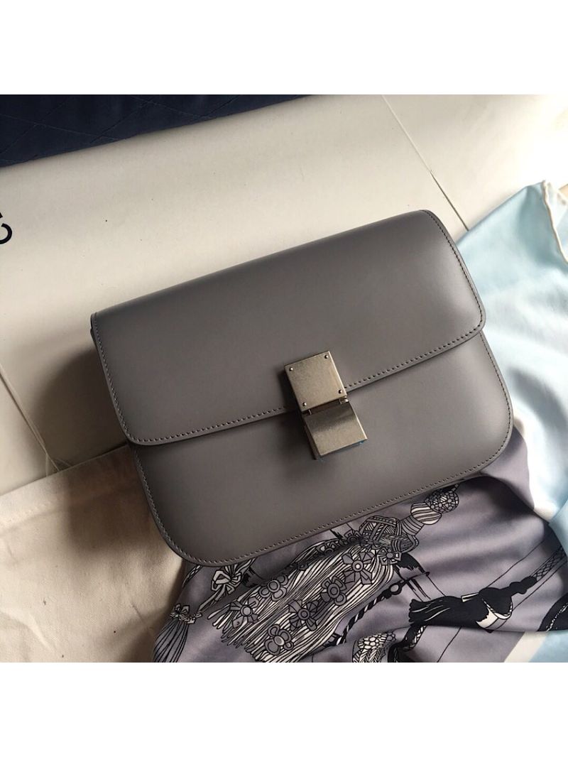 Celine Classic Box Bag in Smooth Calfskin Grey