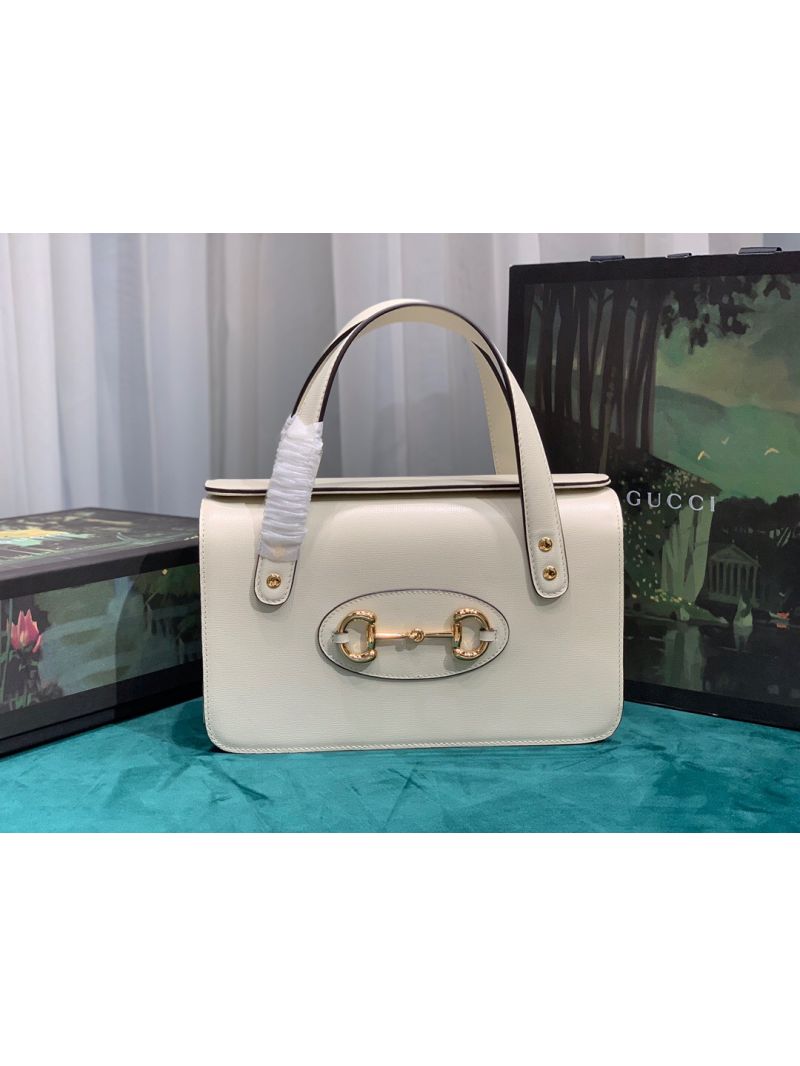 Gucci Horsebit 1955 Small Top Handle Bag 627323 White Leather