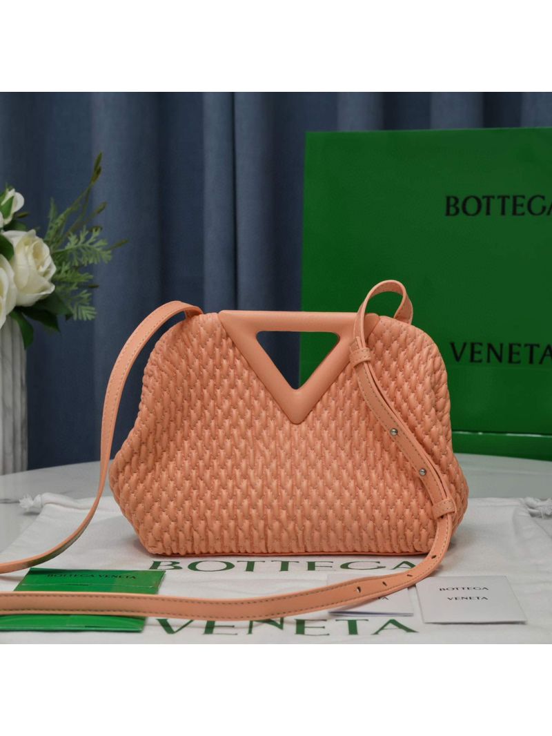 Bottega Veneta BV Point Losange Quilted Leather Top Handle Bag 661986 Peachy