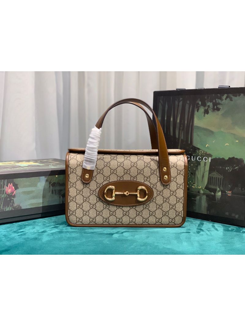 Gucci Horsebit 1955 Small Top Handle Bag GG Supreme 627323 Brown