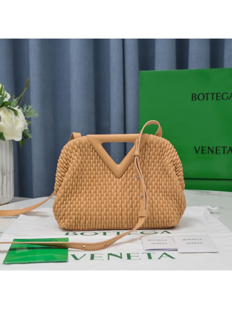 Bottega Veneta BV Point Losange Quilted Leather Top Handle Bag 661986 Almond