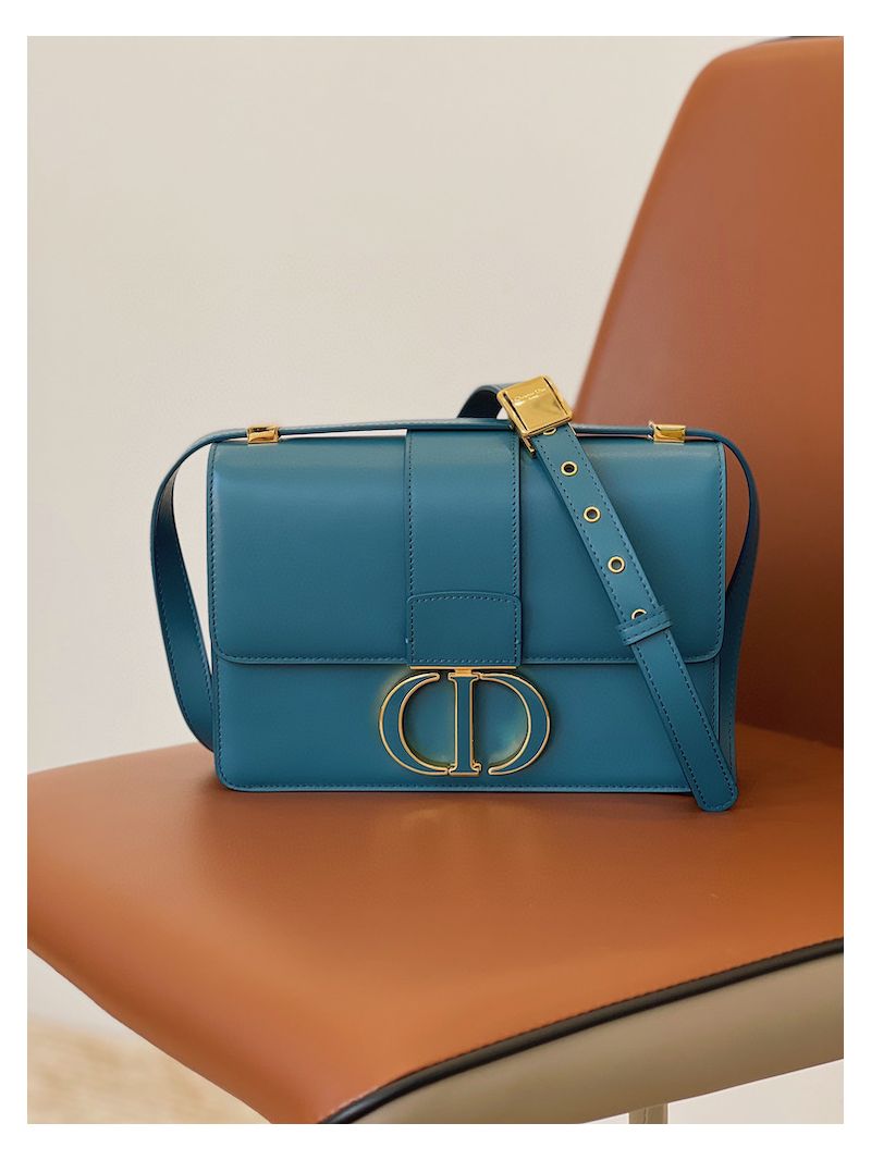 Dior 30 Montaigne Bag with Tonal Enamel CD M9203U Steel Blue