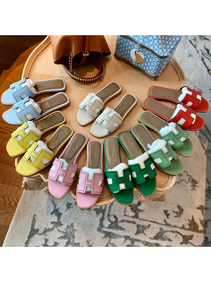 Hermes Oran Sandals 1cm 5cm in Perforated Epsom Leather II