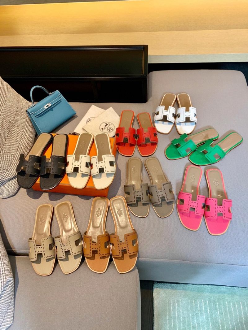 Hermes Oran Sandals 1cm 5cm in Perforated Epsom Leather 