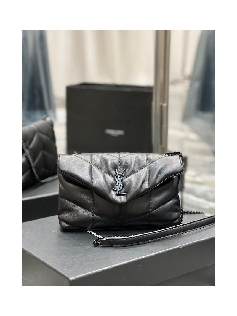 YSL Saint Laurent Mini Loulou Puffer Toy Bag In Quilted Lambskin All Black