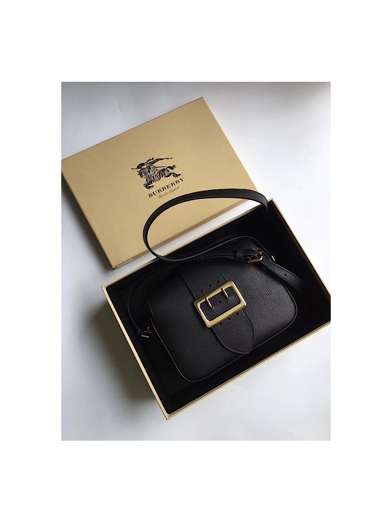 Burberry The Small Buckle Crossbody Bag in Leather Black