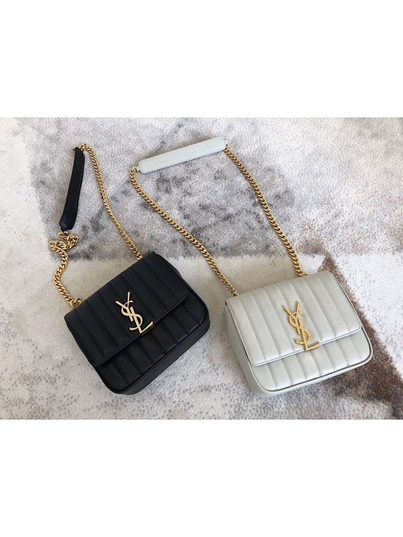 YSL Saint Laurent Vicky Medium In Grain De Poudre Leather 5326121 Blanc