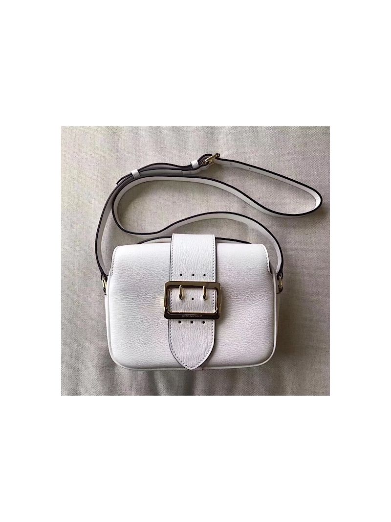 Burberry The Small Buckle Crossbody Bag in Leather White