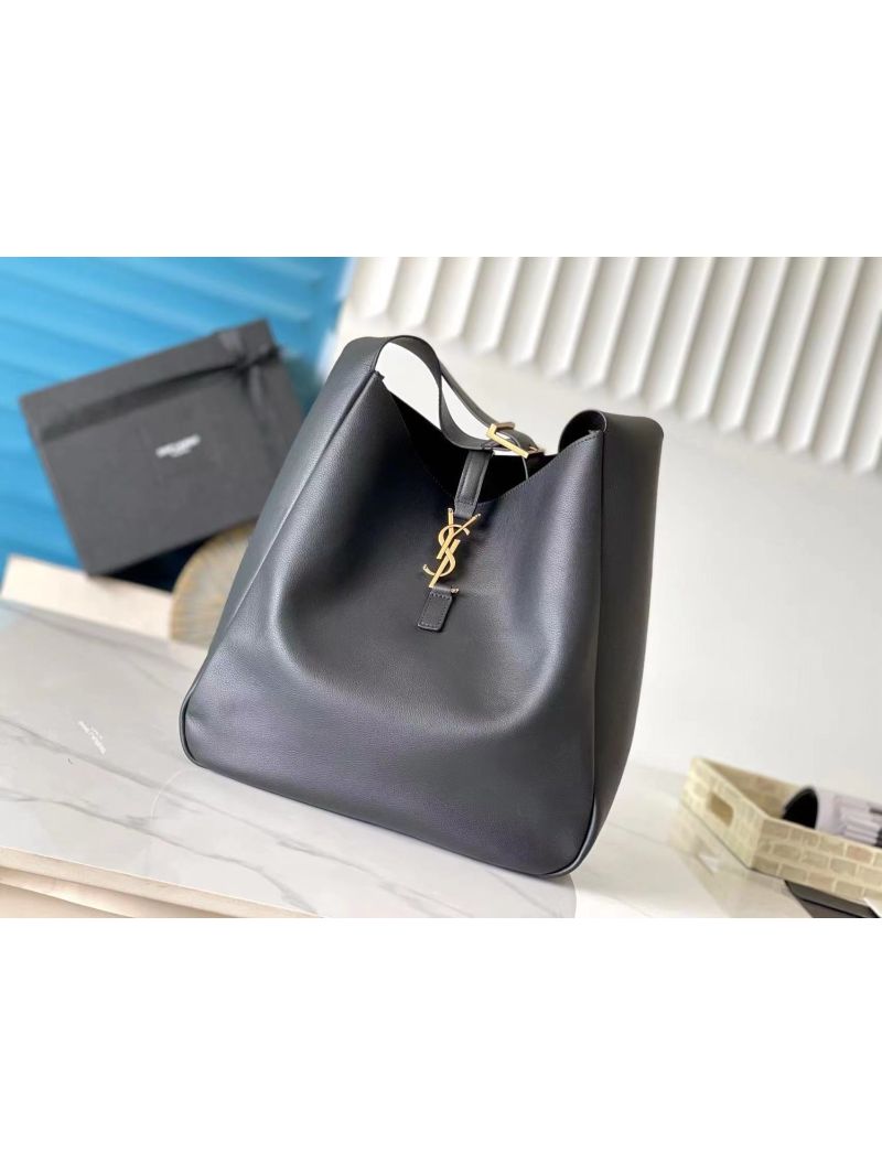 YSL Saint Laurent Le 5 À 7 Supple Large In Grained Leather 753837 Black