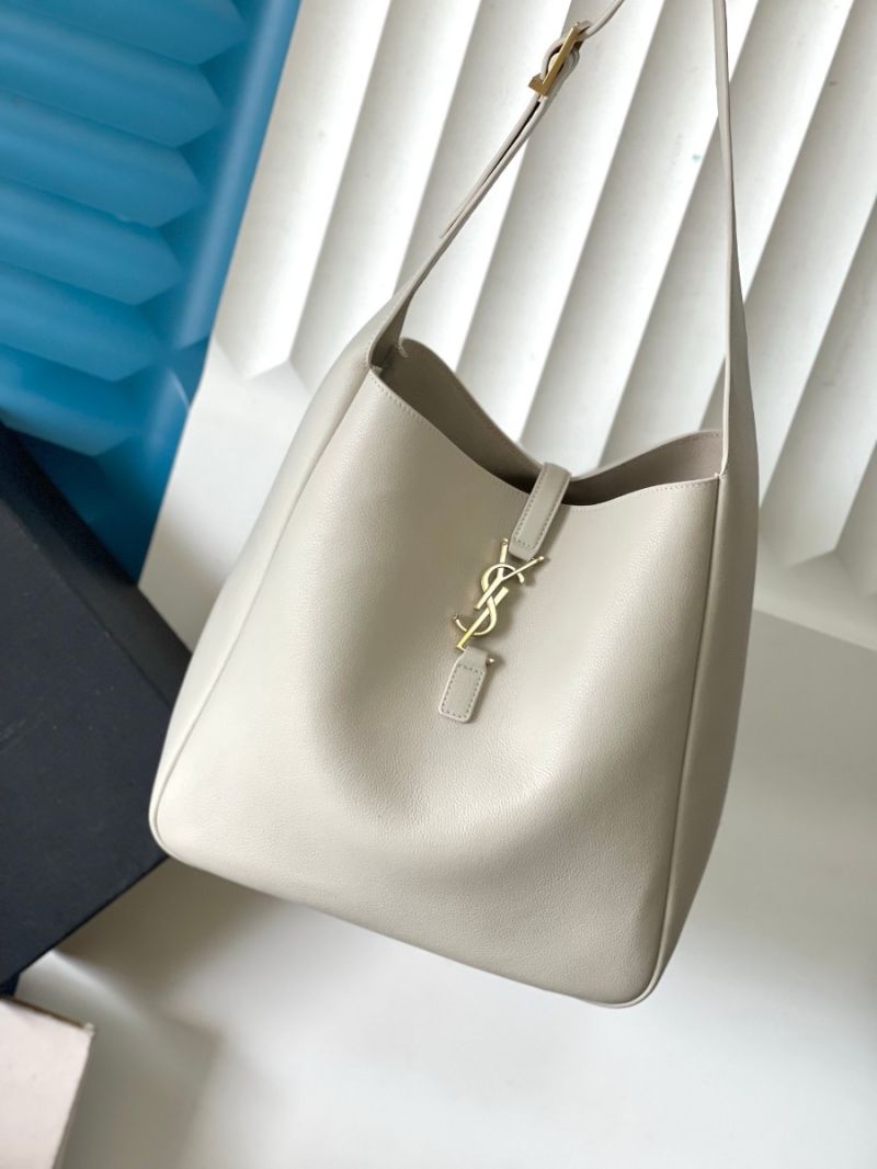 YSL Saint Laurent Le 5 À 7 Supple Large In Grained Leather 753837 Blanc