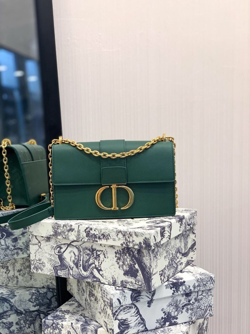 Dior 30 Montaigne Grained Calfskin Bag with Chain M9208 Green