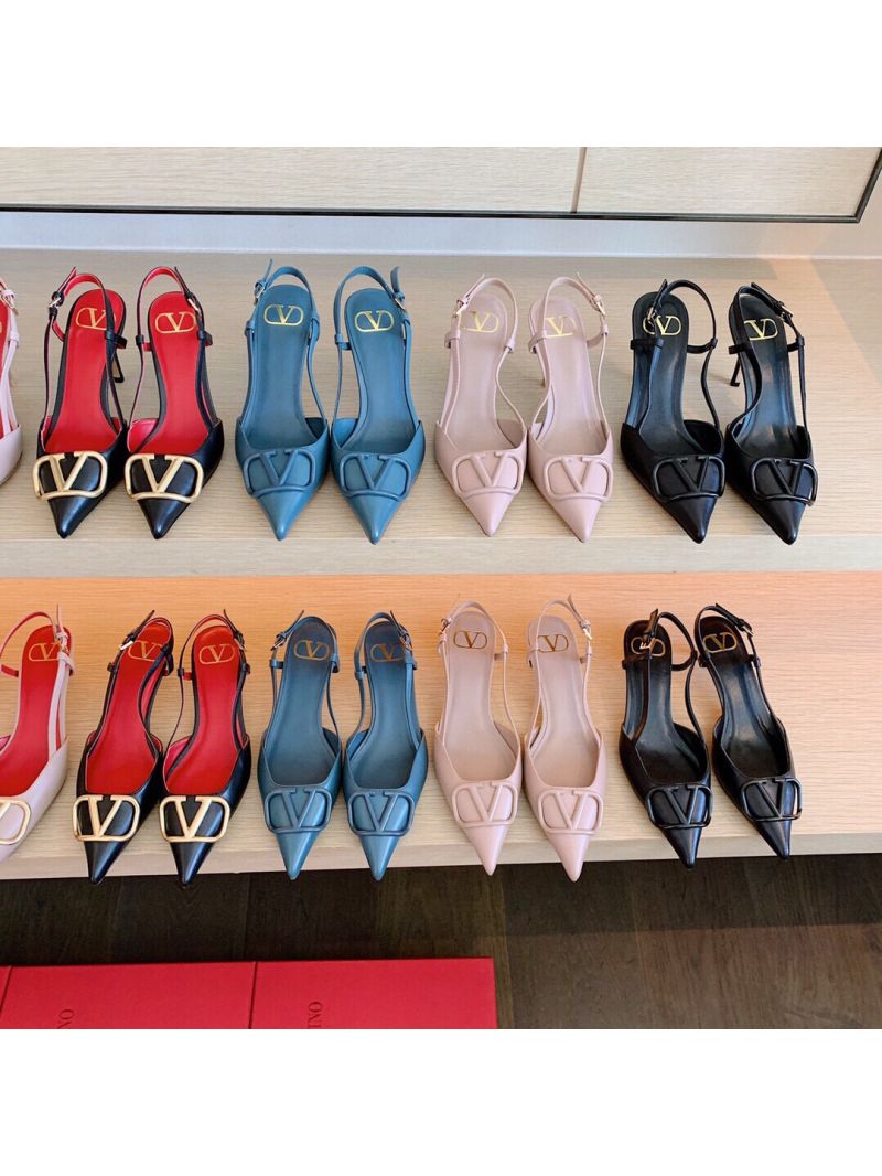 Valentino VLogo Calfskin Slingback Pump 40mm 80mm SW2S0Q70 Blue