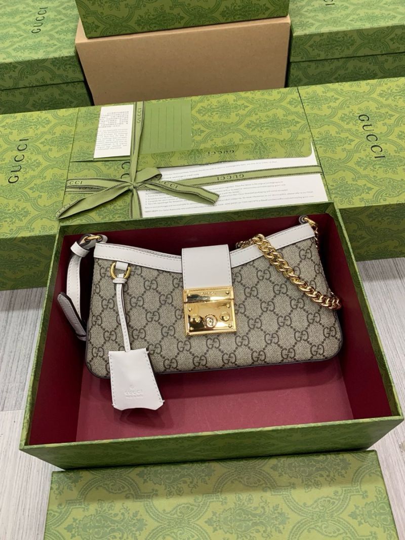 Gucci Padlock Small Shoulder Bag 811705 GG Supreme and leather trim White