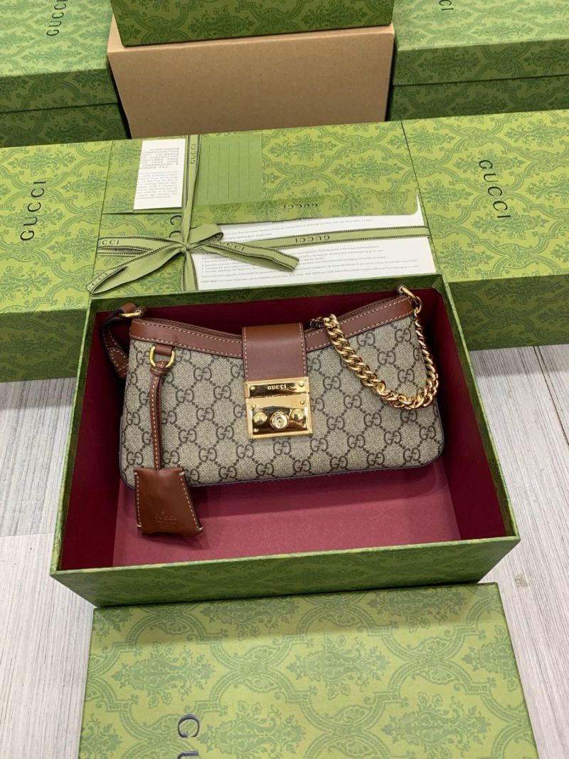 Gucci Padlock Small Shoulder Bag 811705 GG Supreme and leather trim Brown