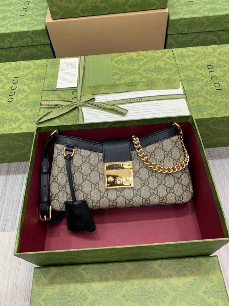 Gucci Padlock Small Shoulder Bag 811705 GG Supreme and leather trim Black