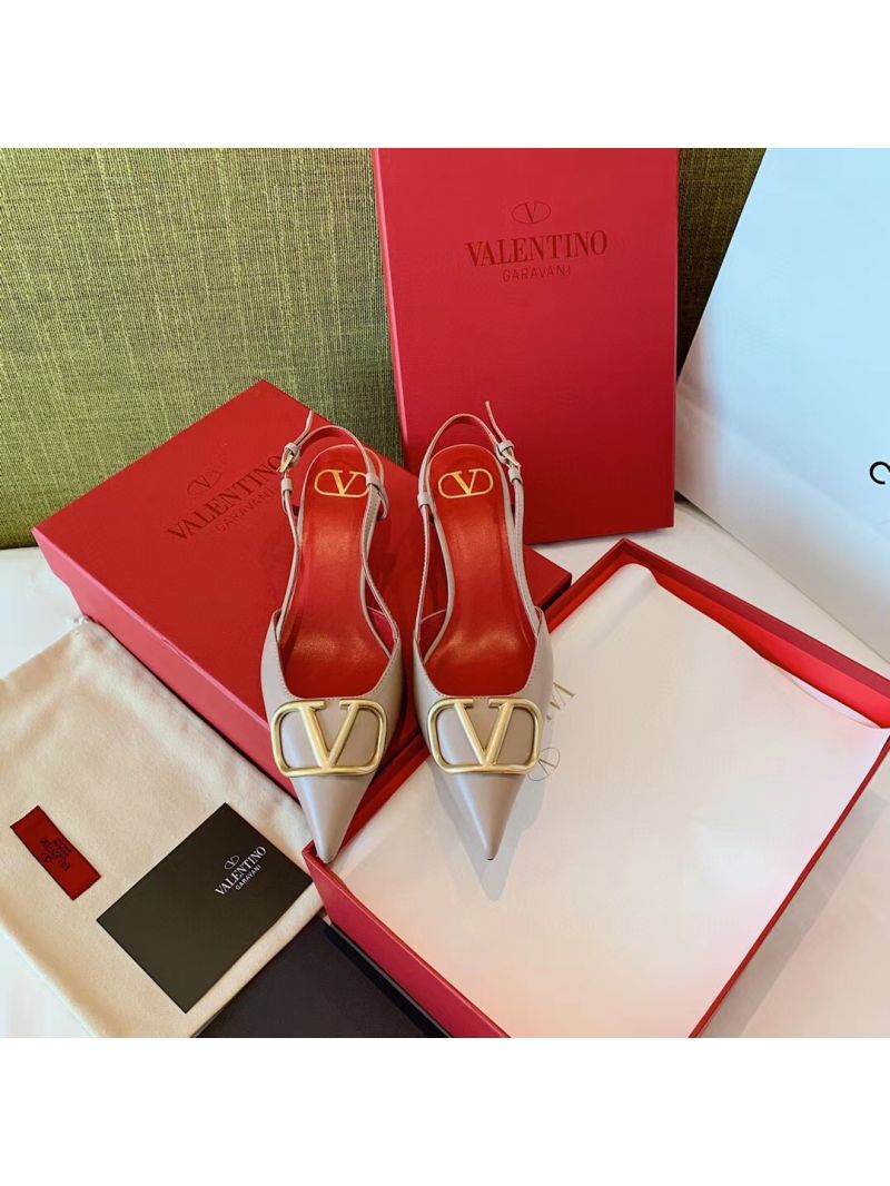 Valentino Gold VLogo Calfskin Slingback Pump 40mm 80mm SW2S0Q70 Poudre