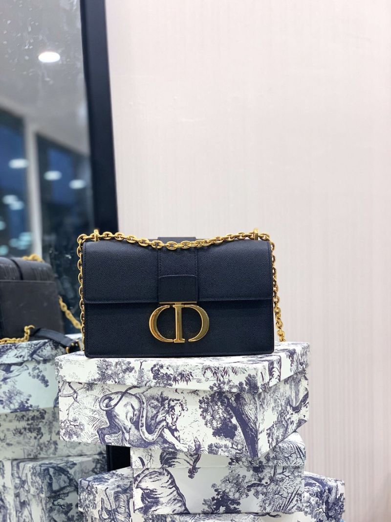 Dior 30 Montaigne Grained Calfskin Bag with Chain M9208 Black