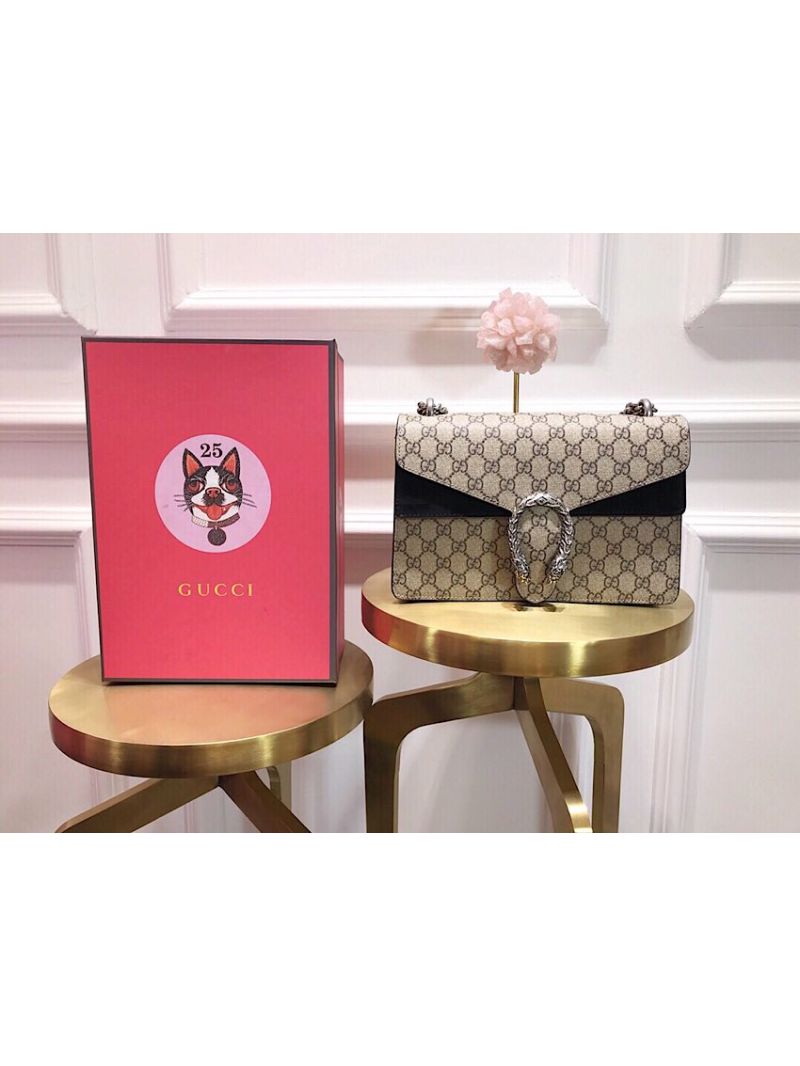 Gucci Dionysus Small GG Supreme Shoulder Bag 400249 Black