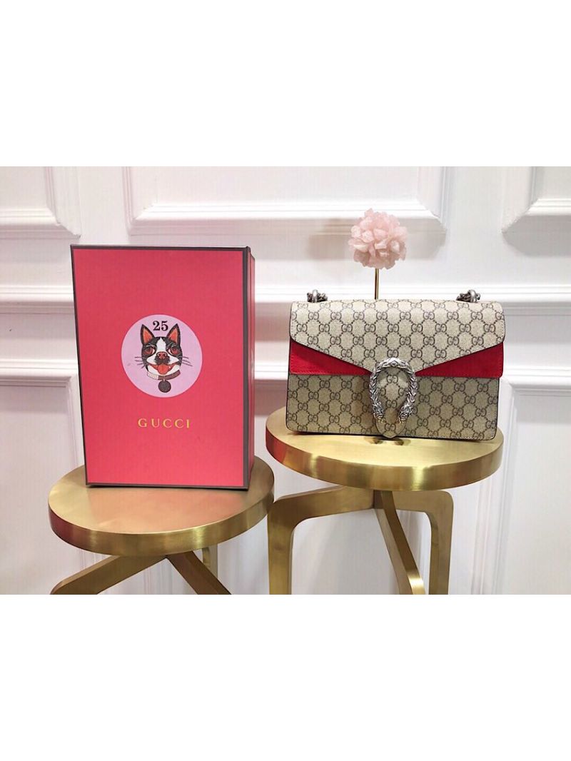Gucci Dionysus Small GG Supreme Shoulder Bag 400249 Red