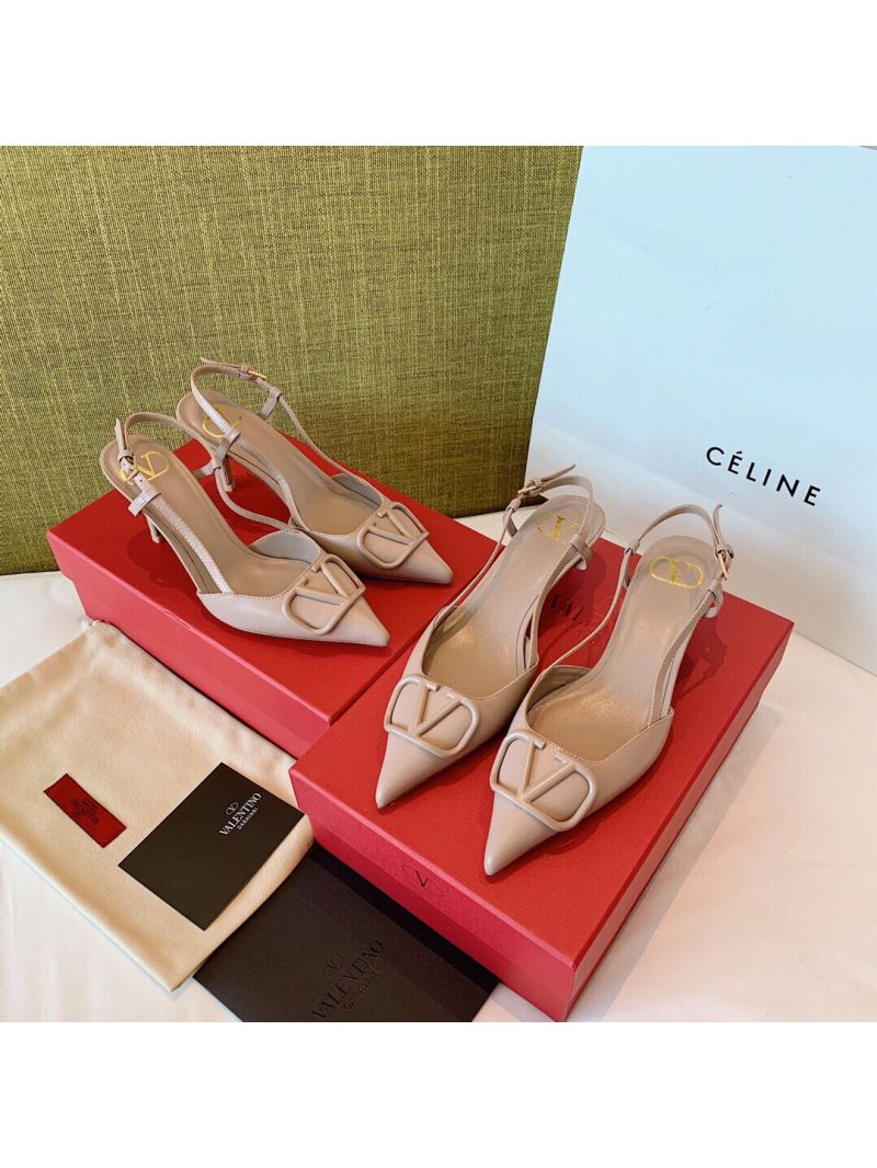 Valentino VLogo Calfskin Slingback Pump 40mm 80mm SW2S0Q70 Poudre